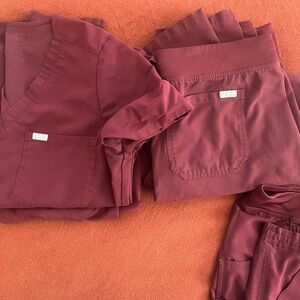 Figs Women's Scrub Set in Deep Red